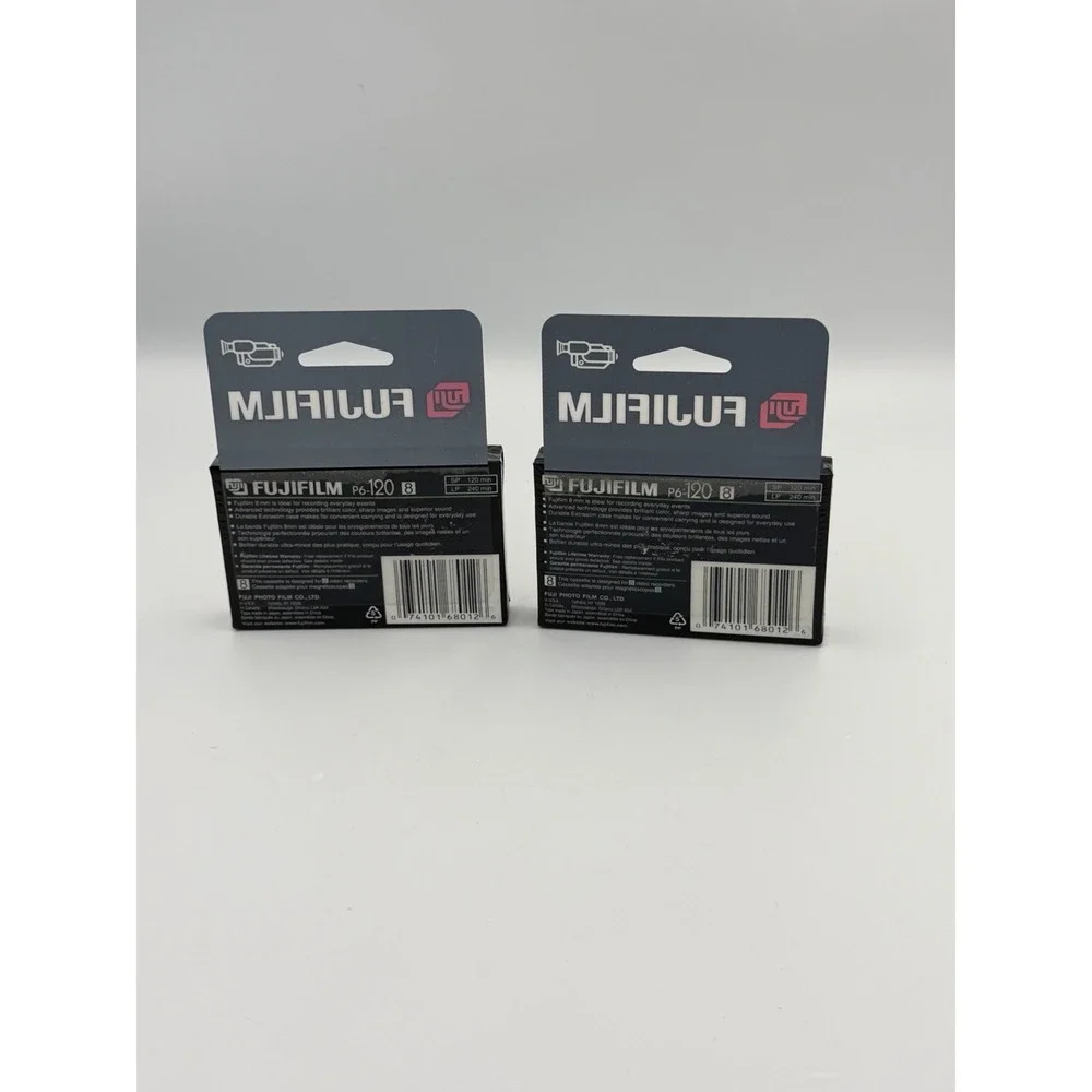Fujifilm 8mm Video Cassette P6-120 120 Min Sealed Lot 2 Camcorder Tape NEW